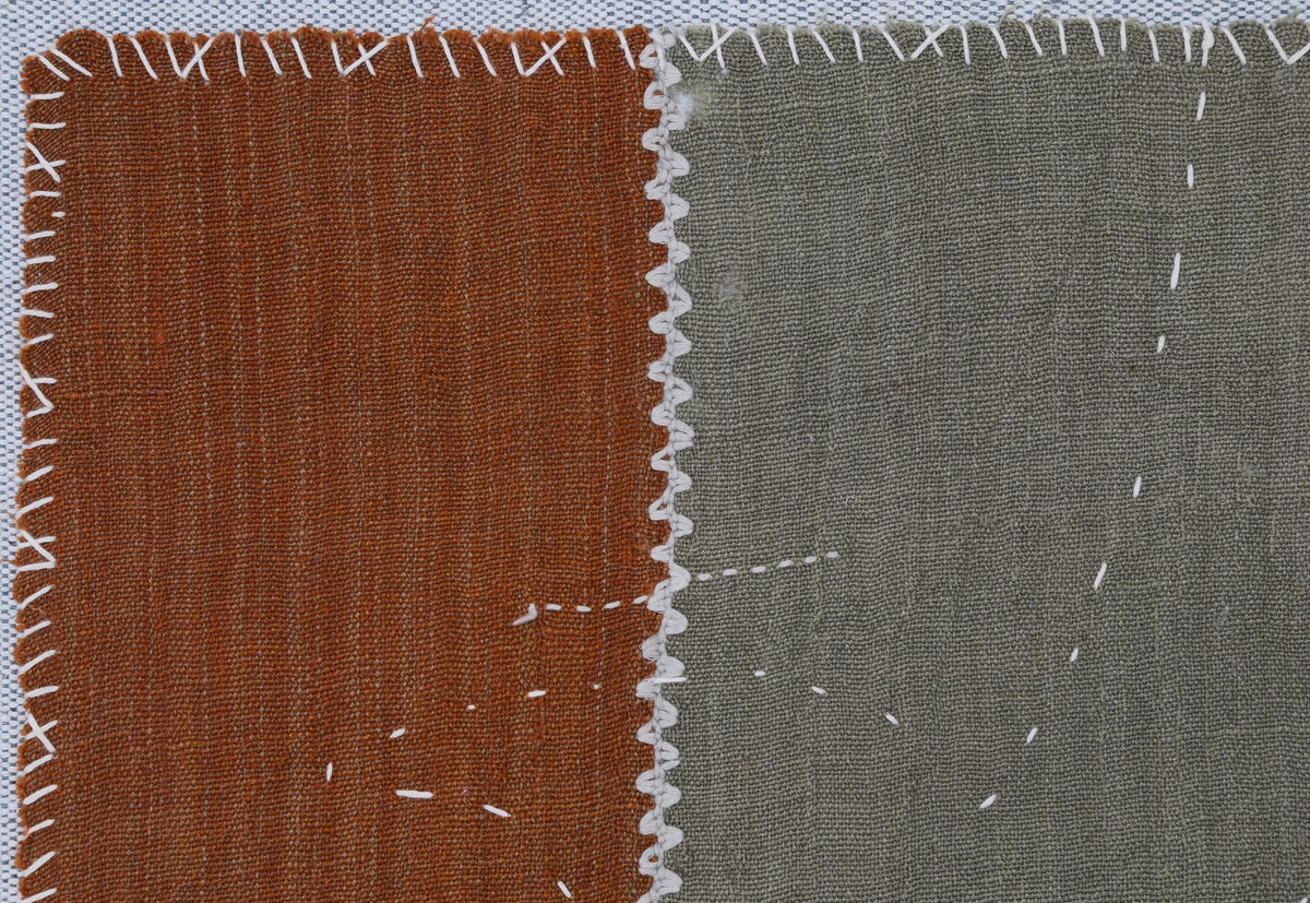 3x4 Vintage Turkish Tapestry Rug, Abstract Patchwork Textile Wall Art, Cotton Wool Woven Wall Hanging