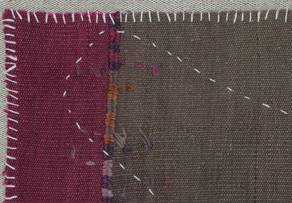 3x4 Vintage Turkish Wool Tapestry Rug, Hand Stitched Textile Wall Hanging, Minimalist Woven Wall Art