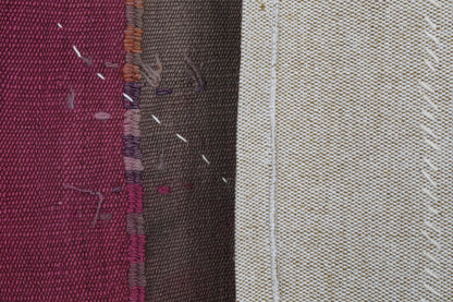 3x4 Vintage Turkish Wool Tapestry Rug, Hand Stitched Textile Wall Hanging, Minimalist Woven Wall Art