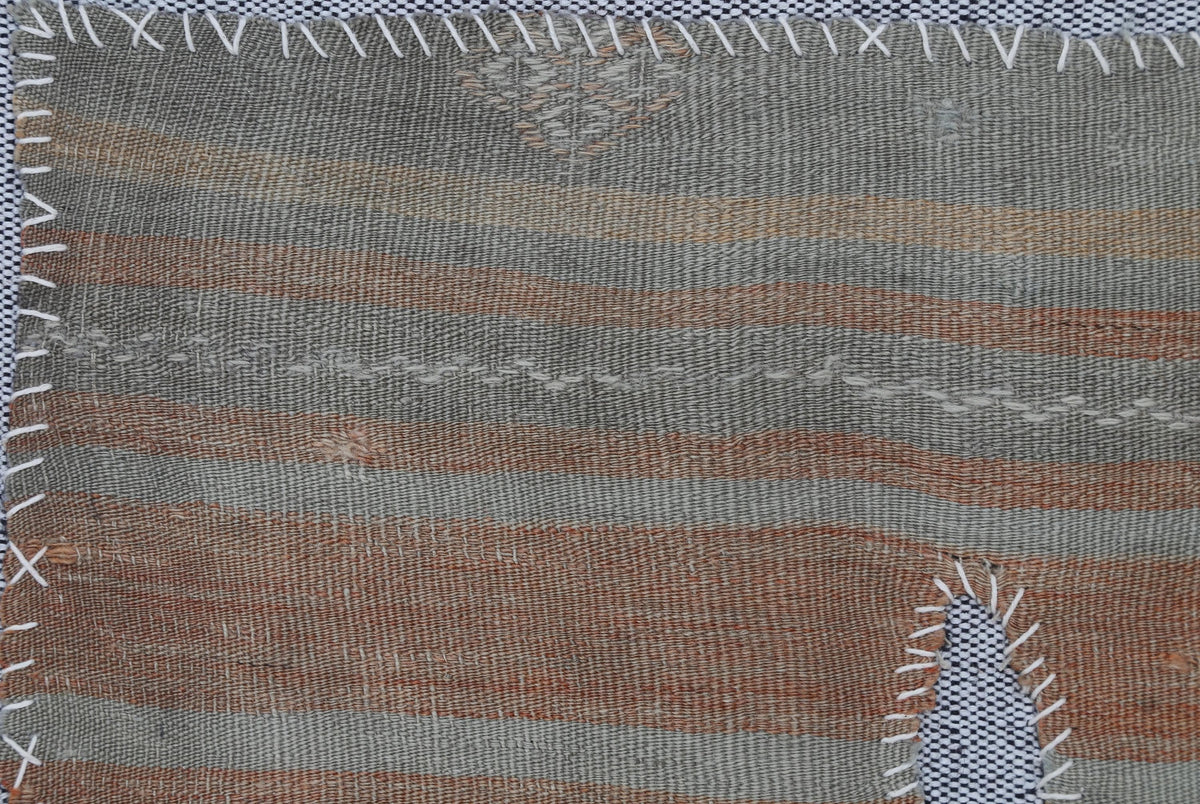 3x4 Vintage Turkish Tapestry Rug, Striped Wool Textile Wall Hanging, Earth Tone Fiber Wall Art