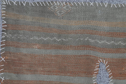 3x4 Vintage Turkish Tapestry Rug, Striped Wool Textile Wall Hanging, Earth Tone Fiber Wall Art