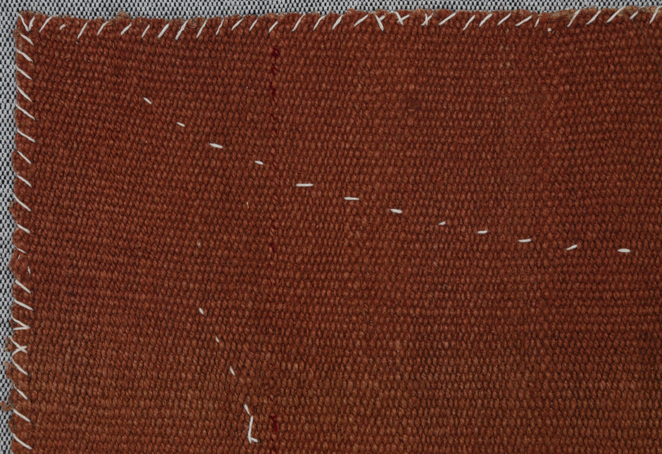 3x4 Vintage Turkish Tapestry Rug, Rust Brown Hemp Wool Wall Hanging, Minimalist Textile Wall Art