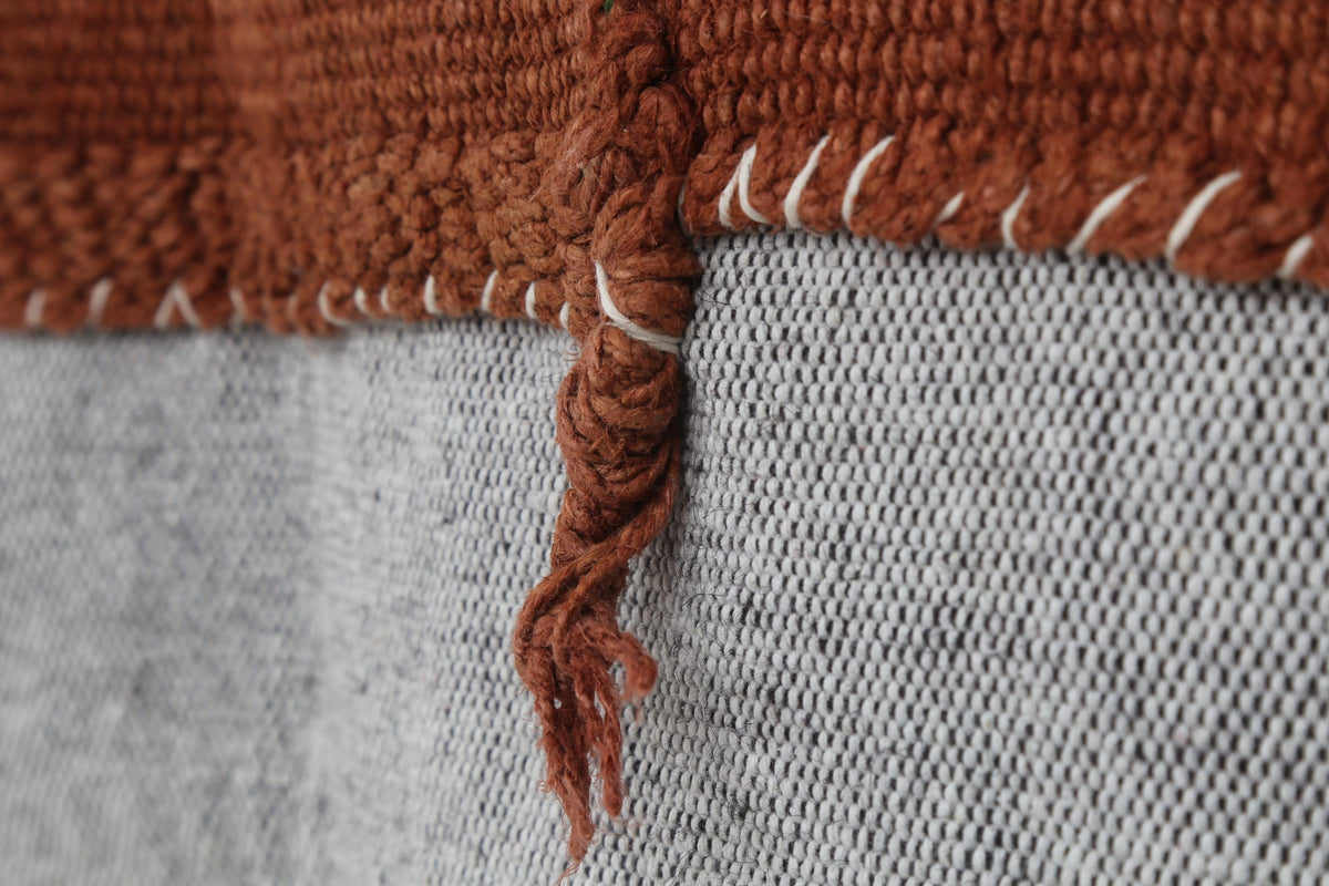 3x4 Vintage Turkish Tapestry Rug, Rust Brown Hemp Wool Wall Hanging, Minimalist Textile Wall Art