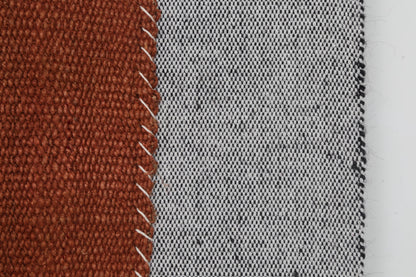 3x4 Vintage Turkish Tapestry Rug, Rust Brown Hemp Wool Wall Hanging, Minimalist Textile Wall Art