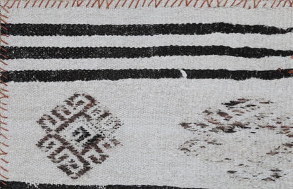 3x4 Vintage Turkish Tapestry Rug, Black White Hemp Wool Wall Hanging, Geometric Striped Textile Wall Art