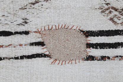 3x4 Vintage Turkish Tapestry Rug, Black White Hemp Wool Wall Hanging, Geometric Striped Textile Wall Art