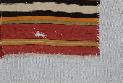 3x4 Vintage Turkish Tapestry Rug, Striped Wool Textile Wall Art, Rustic Woven Wall Hanging