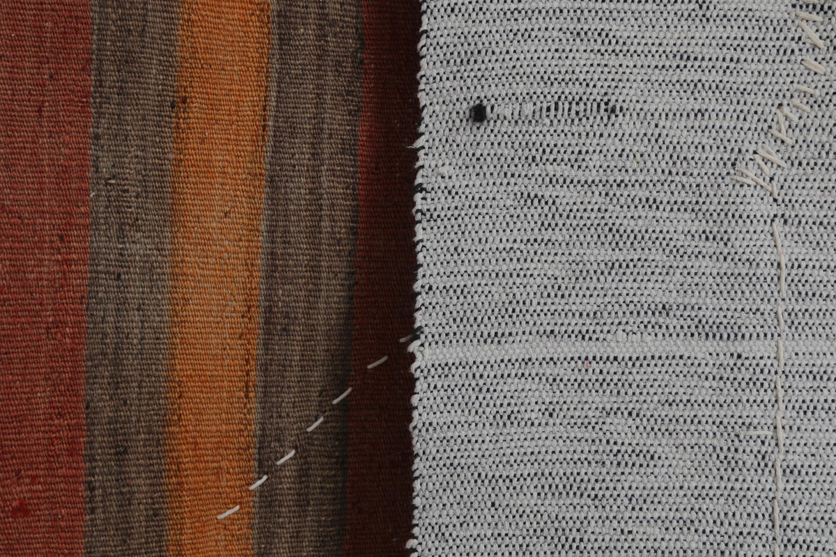 3x4 Vintage Turkish Tapestry Rug, Striped Wool Textile Wall Art, Rustic Woven Wall Hanging