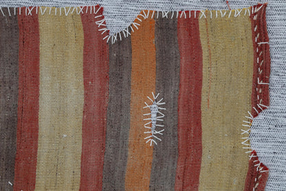 3x4 Vintage Turkish Tapestry Rug, Striped Wool Textile Wall Art, Rustic Woven Wall Hanging