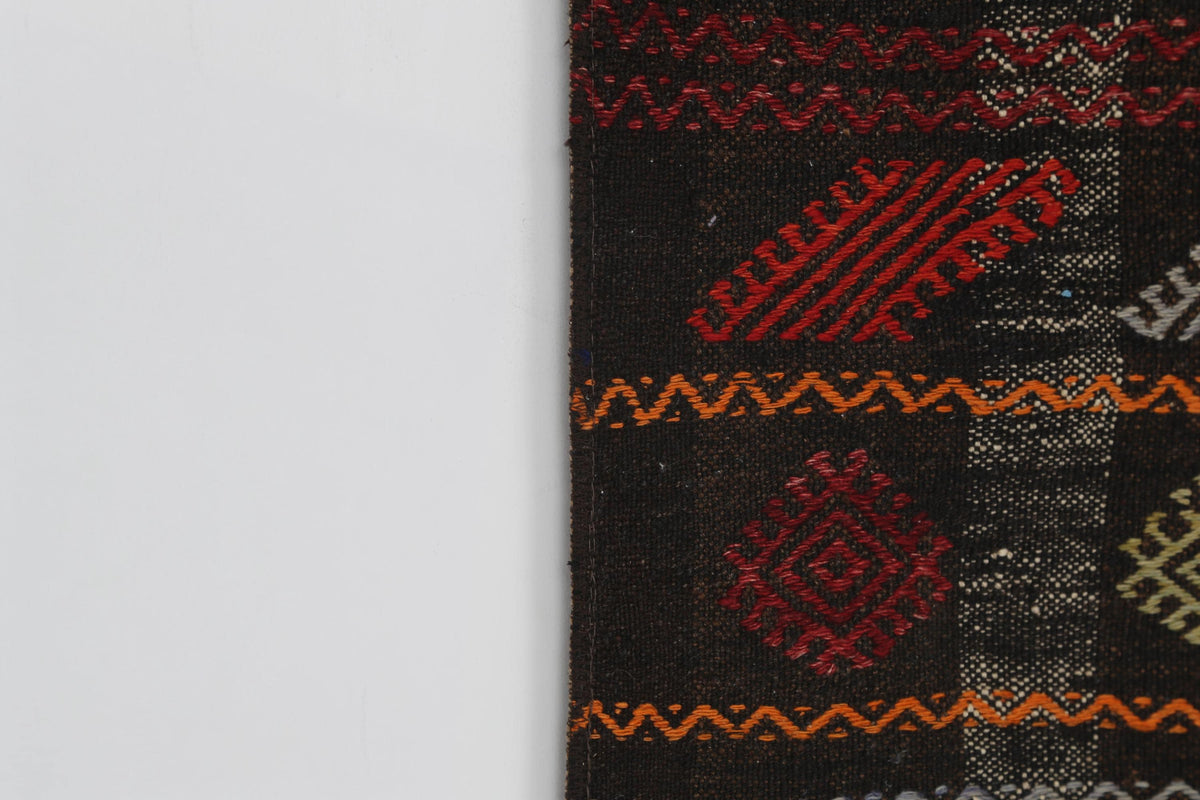 2x6 Vintage Turkish Flatweave Runner Rug,  Striped Wool Cotton Kilim, Narrow Hallway Rug