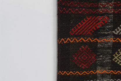 2x6 Vintage Turkish Flatweave Runner Rug,  Striped Wool Cotton Kilim, Narrow Hallway Rug