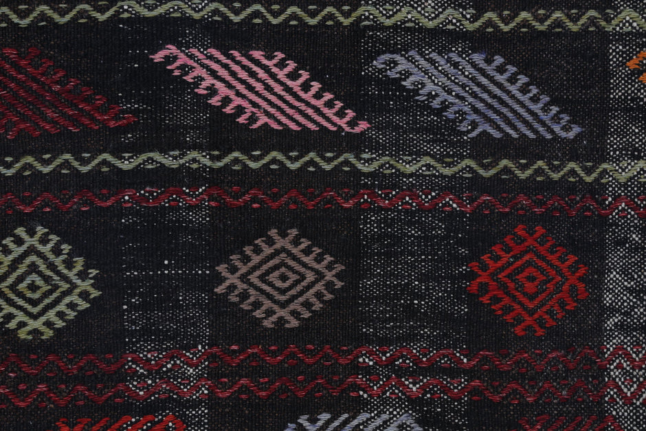2x6 Vintage Turkish Flatweave Runner Rug,  Striped Wool Cotton Kilim, Narrow Hallway Rug