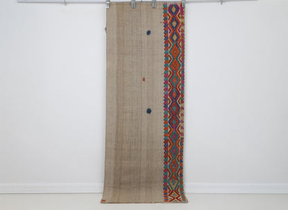 2x7 Vintage Turkish Kilim Rug, Handwoven Wool Runner Rug, Geometric Anatolian Kilim, Narrow Vintage Turkish Rug