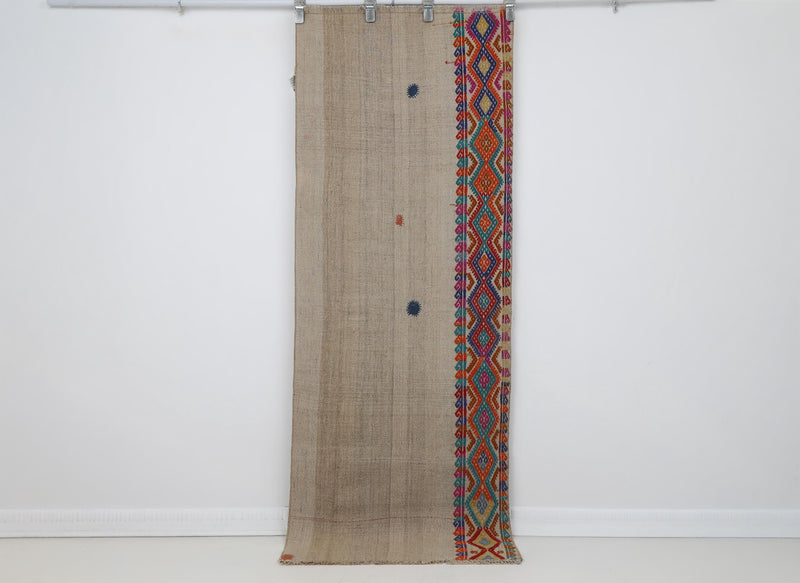 2x7 Vintage Turkish Kilim Rug, Handwoven Wool Runner Rug, Geometric Anatolian Kilim, Narrow Vintage Turkish Rug
