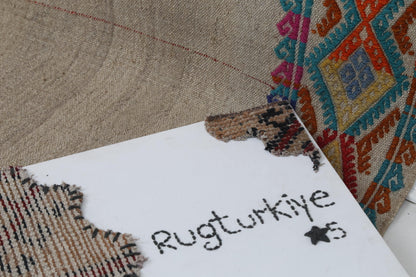 2x7 Vintage Turkish Kilim Rug, Handwoven Wool Runner Rug, Geometric Anatolian Kilim, Narrow Vintage Turkish Rug