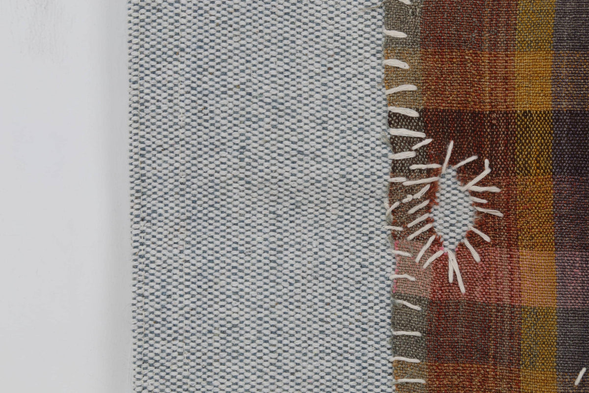 3x4 Vintage Turkish Tapestry Rug, Plaid Wool Textile Wall Hanging, Patchwork Kilim Wall Art