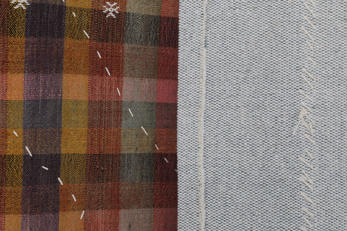 3x4 Vintage Turkish Tapestry Rug, Plaid Wool Textile Wall Hanging, Patchwork Kilim Wall Art