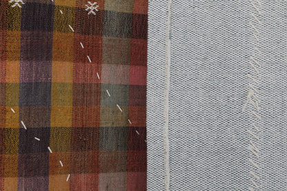 3x4 Vintage Turkish Tapestry Rug, Plaid Wool Textile Wall Hanging, Patchwork Kilim Wall Art