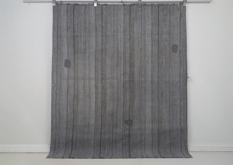 6x6 Vintage Turkish Kilim Rug, Gray Handwoven Wool Rug, Minimalist Anatolian Kilim, Rustic Wabi Sabi Floor Rug