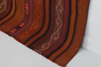 5x6 Vintage Turkish Kilim Rug, Striped Handwoven Wool Cotton Rug, Rustic Anatolian Flatweave Area Rug
