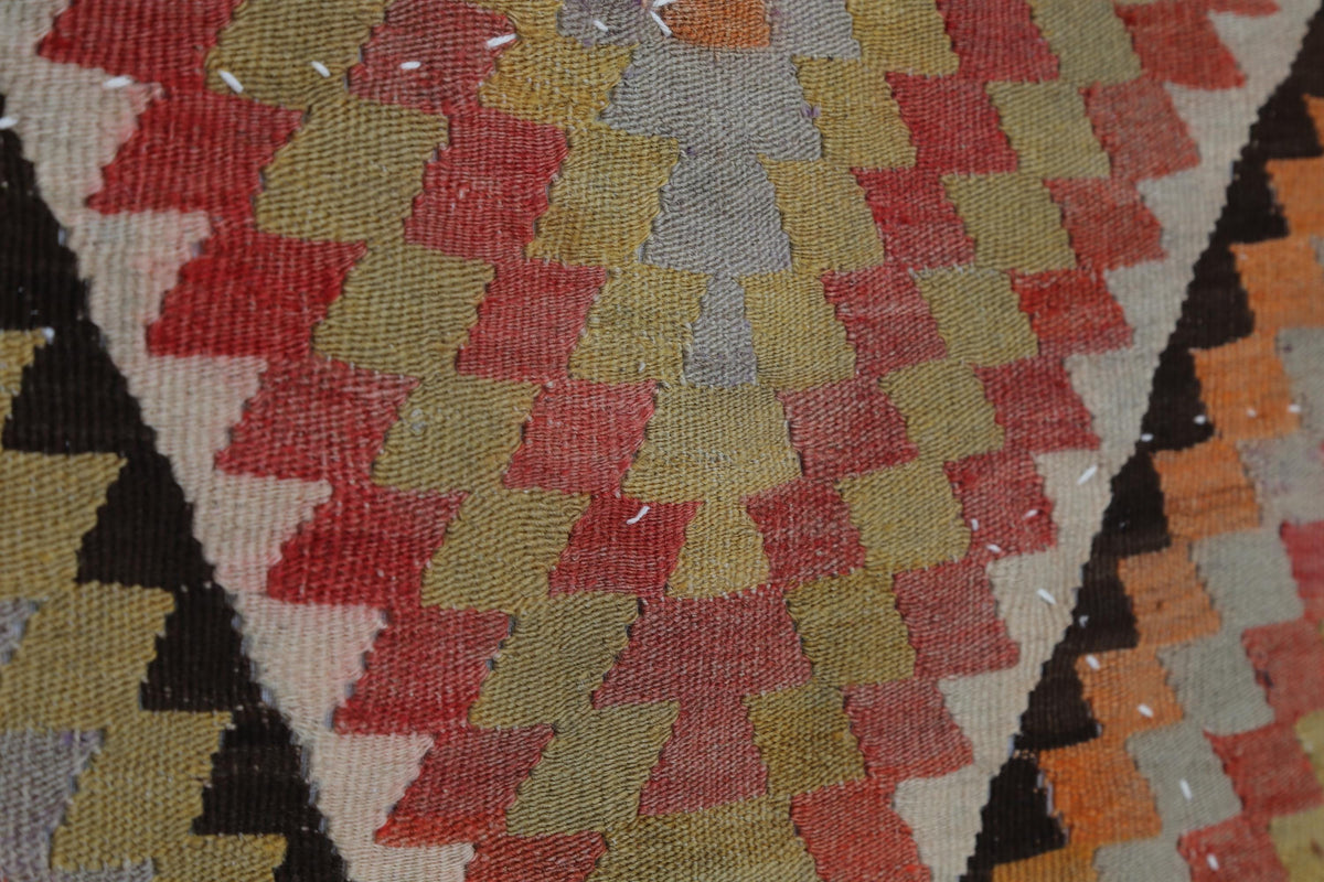 3x4 Vintage Turkish Tapestry Rug, Geometric Wool Kilim Wall Hanging, Woven Textile Wall Art