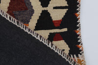 2x3 Vintage Turkish Patchwork Tapestry Rug, Handwoven Kilim Textile Wall Hanging, Geometric Woven Wall Art