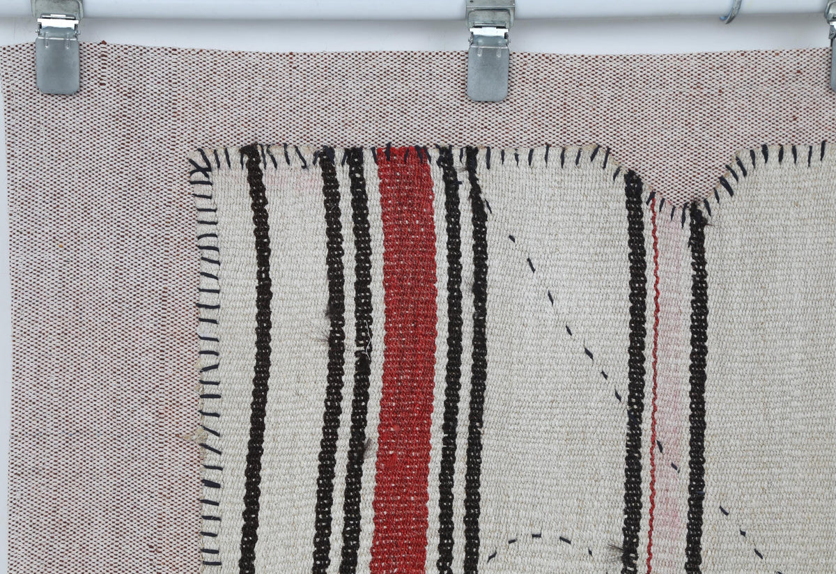 3x4 Vintage Turkish Tapestry Rug, Hemp Wool Kilim Wall Hanging, Handwoven Textile Wall Art