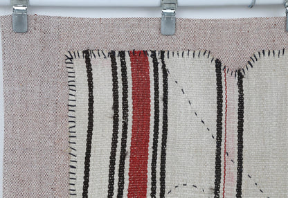 3x4 Vintage Turkish Tapestry Rug, Hemp Wool Kilim Wall Hanging, Handwoven Textile Wall Art