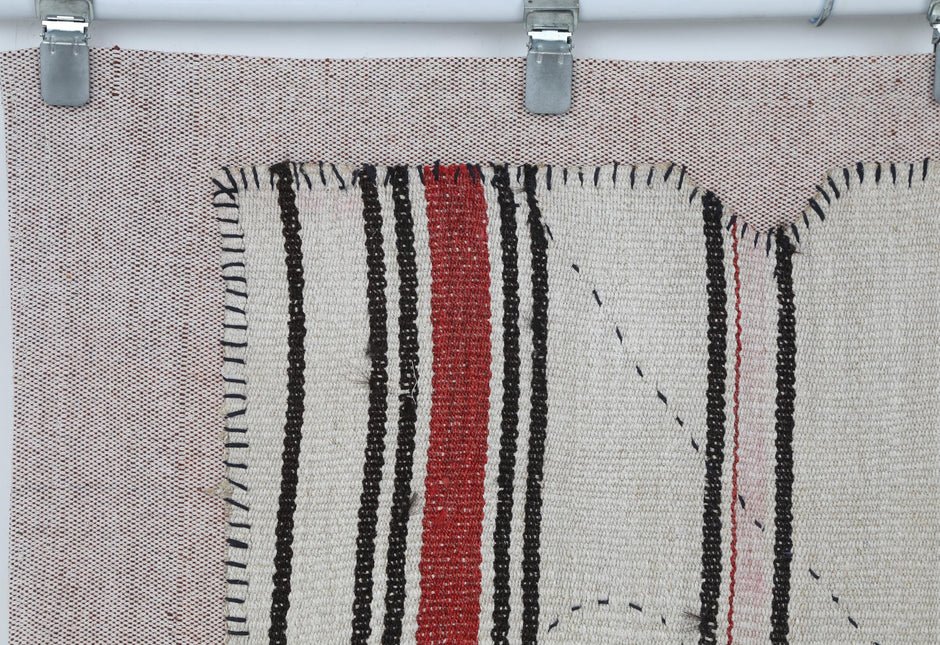 3x4 Vintage Turkish Tapestry Rug, Hemp Wool Kilim Wall Hanging, Handwoven Textile Wall Art