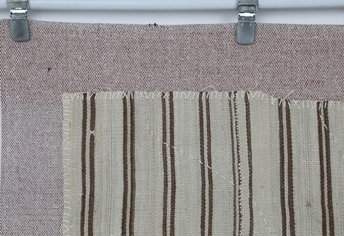 3x4 Vintage Turkish Tapestry Rug, Striped Wool Textile Wall Hanging, Neutral Woven Wall Art