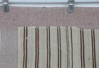 3x4 Vintage Turkish Tapestry Rug, Striped Wool Textile Wall Hanging, Neutral Woven Wall Art