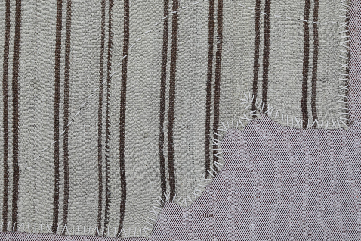 3x4 Vintage Turkish Tapestry Rug, Striped Wool Textile Wall Hanging, Neutral Woven Wall Art