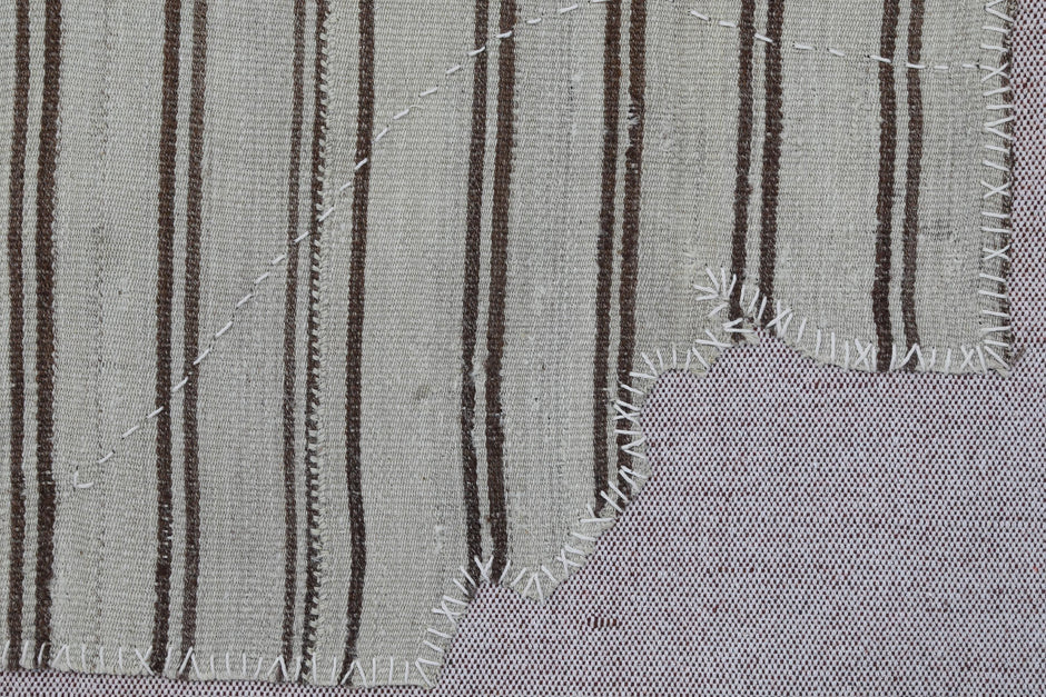 3x4 Vintage Turkish Tapestry Rug, Striped Wool Textile Wall Hanging, Neutral Woven Wall Art