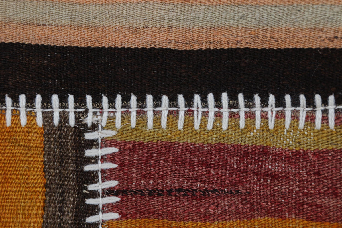 3x5 Vintage Turkish Tapestry Rug, Patchwork Kilim Wall Hanging, Handwoven Wool Textile Wall Art