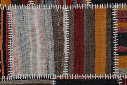 3x5 Vintage Turkish Tapestry Rug, Patchwork Kilim Wall Hanging, Handwoven Wool Textile Wall Art