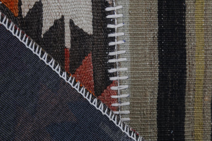 3x5 Vintage Turkish Tapestry Rug, Patchwork Kilim Wall Hanging, Handwoven Wool Textile Wall Art