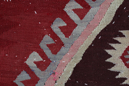 3x4 Vintage Turkish Wool Tapestry Rug, Kilim Textile Wall Hanging, Geometric Fiber Wall Art