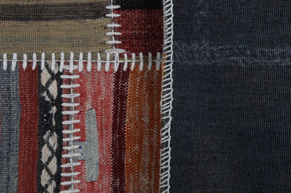 2x3 Vintage Turkish Tapestry Rug, Wool Patchwork Kilim Wall Hanging, Woven Textile Wall Art
