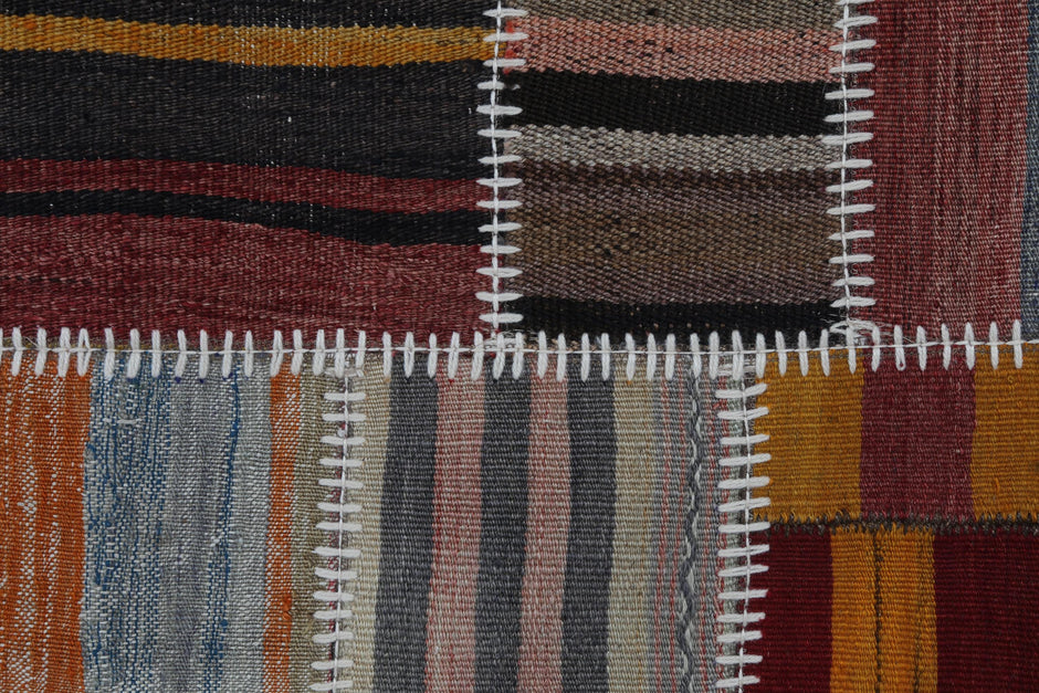 2x3 Vintage Turkish Tapestry Rug, Wool Patchwork Kilim Wall Hanging, Woven Textile Wall Art