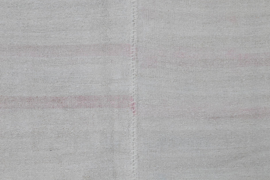 7x10 Vintage Turkish Hemp Rug, White Pink Striped Kilim, Minimalist Handwoven Area Rug