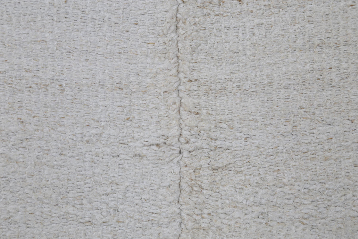 5x8 Vintage Turkish Hemp Rug, White Beige Striped Kilim, Minimalist Handwoven Area Rug