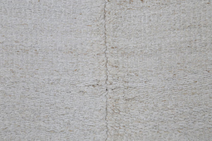 5x8 Vintage Turkish Hemp Rug, White Beige Striped Kilim, Minimalist Handwoven Area Rug
