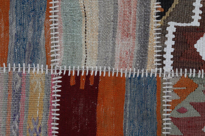 2x3 Vintage Turkish Tapestry Rug, Wool Patchwork Kilim Wall Hanging, Woven Textile Wall Art