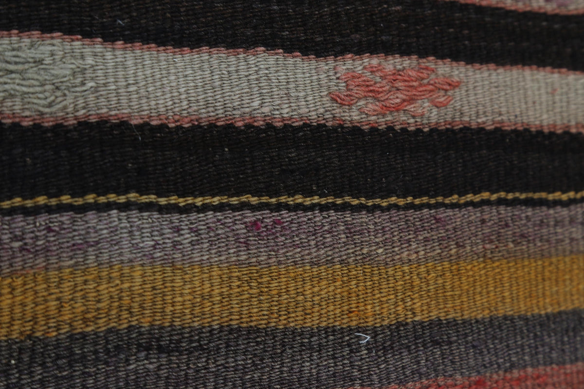 2x3 Vintage Turkish Tapestry Rug, Wool Patchwork Kilim Wall Hanging, Striped Geometric Textile Art