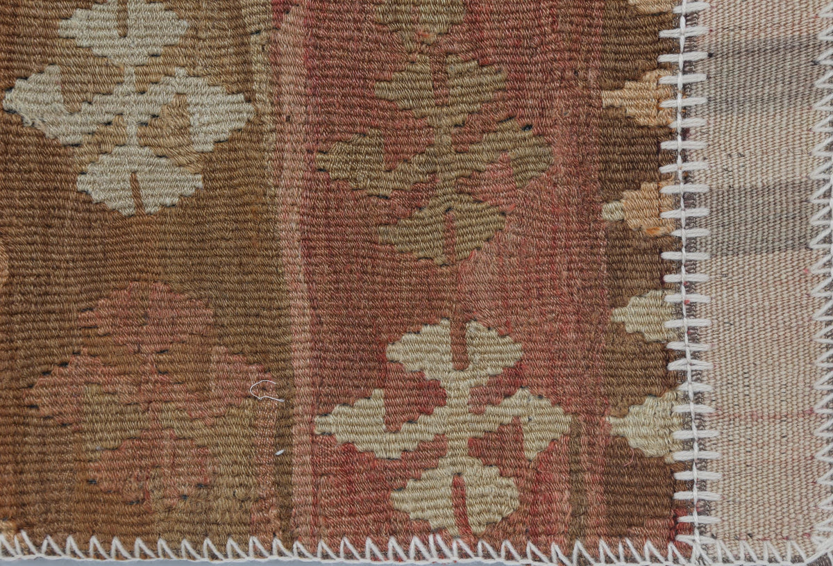 2x3 Vintage Turkish Tapestry Rug, Wool Patchwork Kilim Wall Hanging, Earthy Striped Textile Wall Art