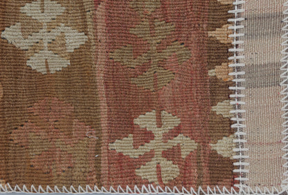 2x3 Vintage Turkish Tapestry Rug, Wool Patchwork Kilim Wall Hanging, Earthy Striped Textile Wall Art