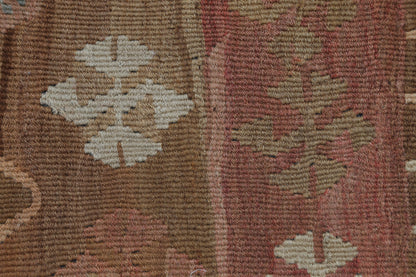 2x3 Vintage Turkish Tapestry Rug, Wool Patchwork Kilim Wall Hanging, Earthy Striped Textile Wall Art