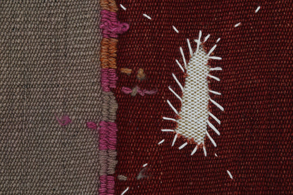 3x4 Vintage Turkish Wool Tapestry Rug, Hand Stitched Textile Wall Hanging, Minimalist Woven Wall Art