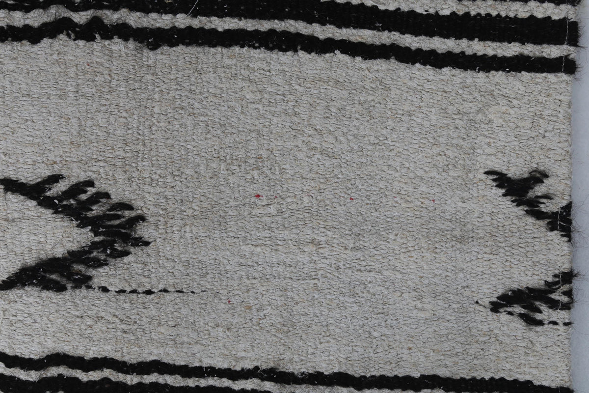 6x10 Vintage Turkish Hemp Rug, Beige Black Patchwork Kilim, Large Handwoven Striped Area Rug