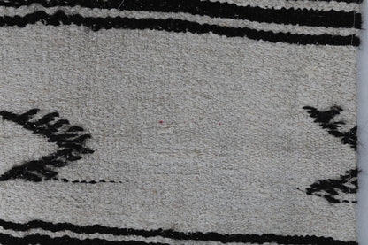 6x10 Vintage Turkish Hemp Rug, Beige Black Patchwork Kilim, Large Handwoven Striped Area Rug